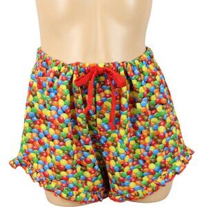 M & M Candy Sleep Shorts Large Colourful Ruffled Hem Red Yellow Blue Green SW51